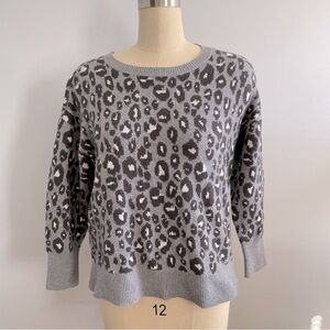 Lucky Brand Animal Print Sweater- Pullover- Size 1X